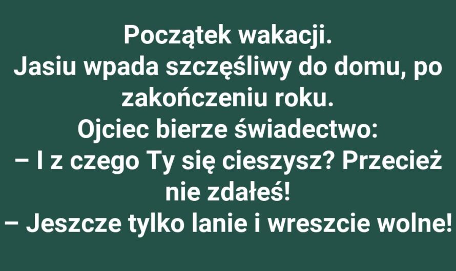 Ojciec czyta świadectwo, Jasiu się cieszy