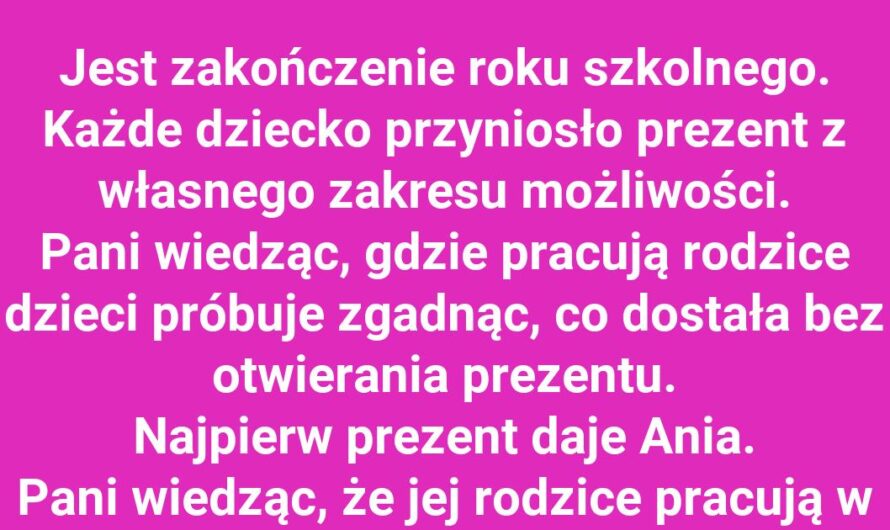 Nauczycielka zgaduje prezenty